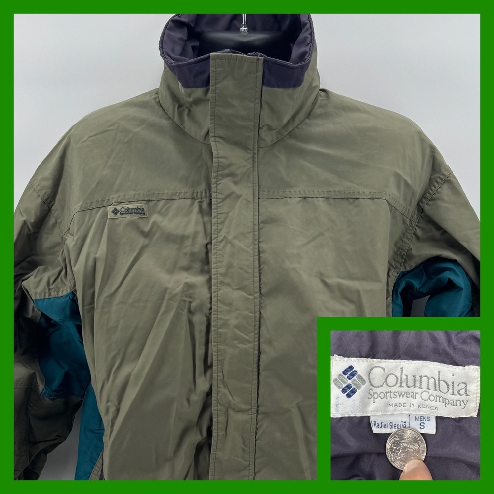 Vintage Columbia  Bugaboo‎ Sportswear Company Jacket Coat Olive Green Teal Small